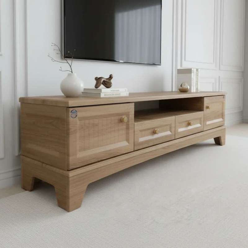 میز تلویزیون آرچین چوب مدل نئوکلاسیک مناسب برای تلویزیون تا 75 اینچ