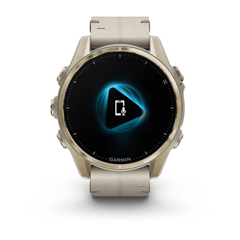 ساعت هوشمند گارمین مدل Fenix 8 - 43mm AMOLED، مناسب برای ورزش، نمایش میزان ضربان قلب، کنترل سطح اکسیژن خون، بند سیلیکون