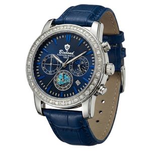 ساعت مچی عقربه‌ای کوارتز مردانه بین باند مدل اسپرت لوکس سه موتور فعال کرنوگراف بند چرم کد BN1