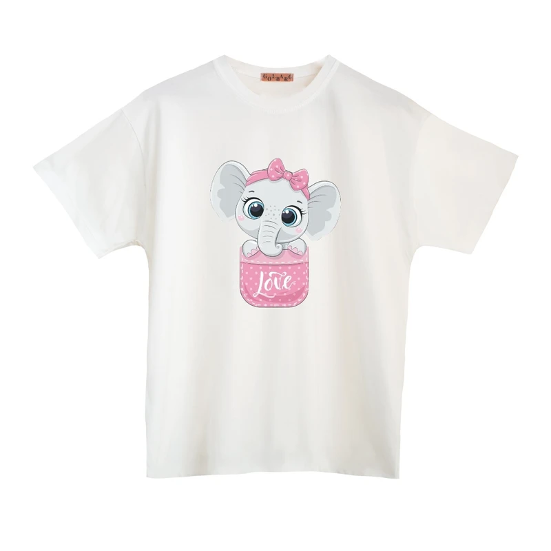 کراپ‌تی شرت آستین کوتاه بچگانه مدل فیل و ظرف