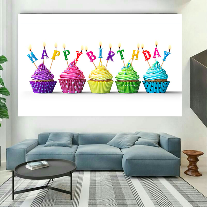 تابلو بوم طرح تولد مدل Happy birthday candles کد AR4850