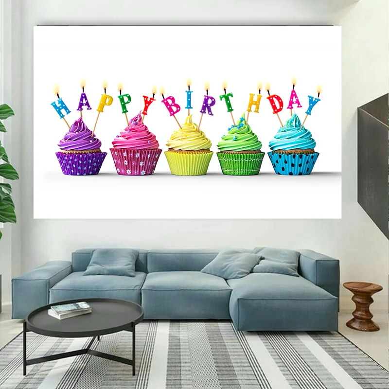 پوستر پارچه ای مدل چرم مخمل طرح تولد Happy birthday candles کد AR1550