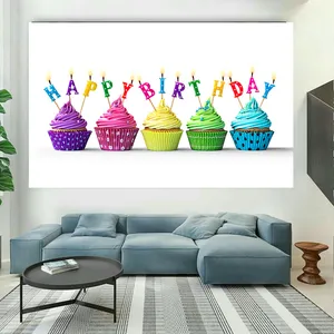 تابلو بوم مدل چرم مخمل طرح تولد Happy birthday candles کد AR5350