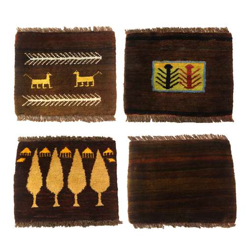 زیرتلفنی گبه دستباف فرش چمن رخ مدل ذهنی بافت کدCHR-261226434551 مجموعه 4 عددی