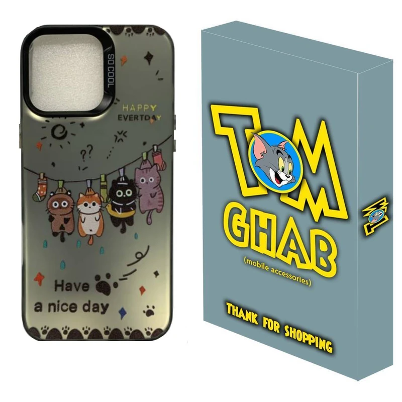 کاور قاب تام مدل سوکول طرح گربه رخت آویز مناسب برای گوشی موبایل اپل iPhone 16 Pro 