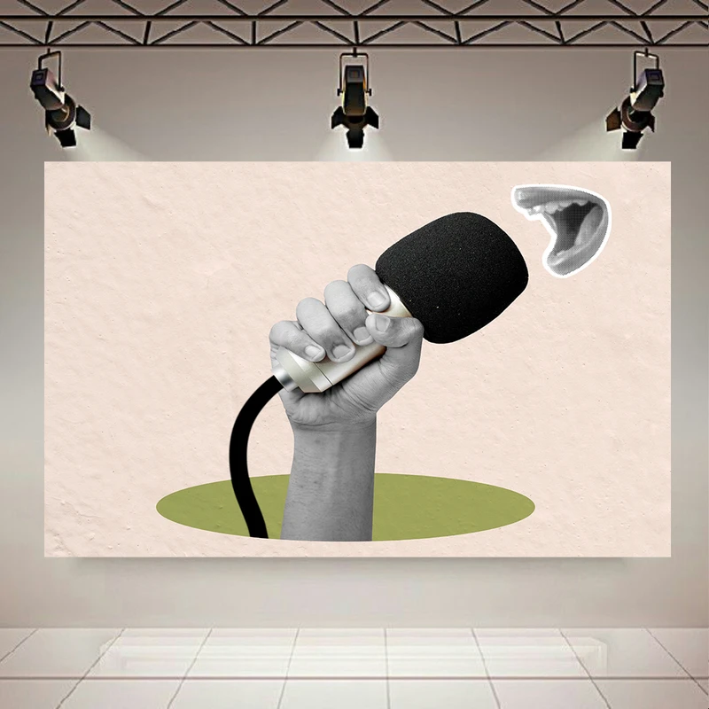  تابلو بوم طرح مخمل میکروفون مدل طنین صدا کد PD130857