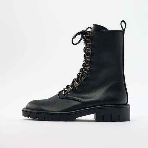 نیم بوت زنانه زارا مدل LACE-UP LEATHER ANKLE BOOTS