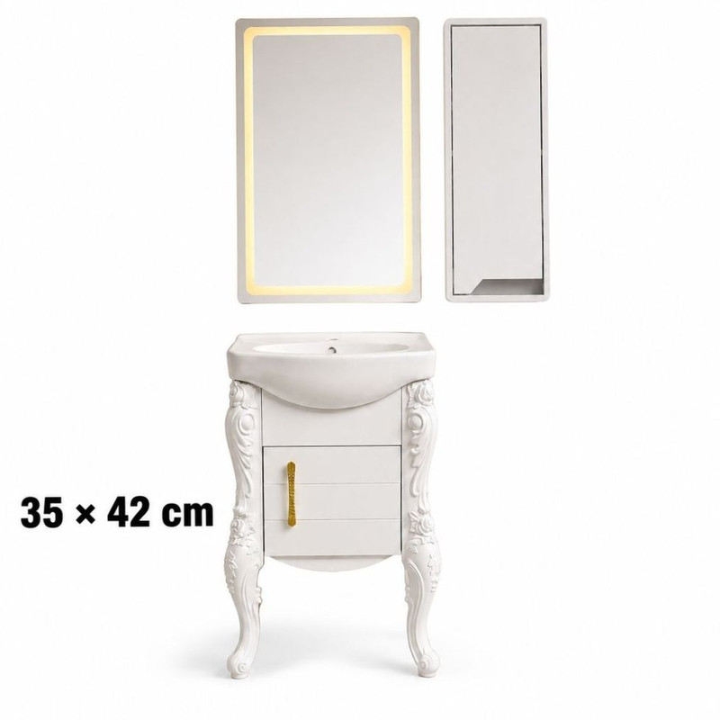 ست کابینت روشویی دیواری مدل سلطنتی به همراه باکس و آینه