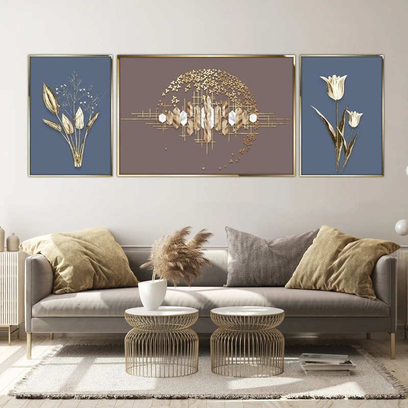 تابلو آتریسا طرح گل مدرن مدل AT00642 مجموعه 3 عددی