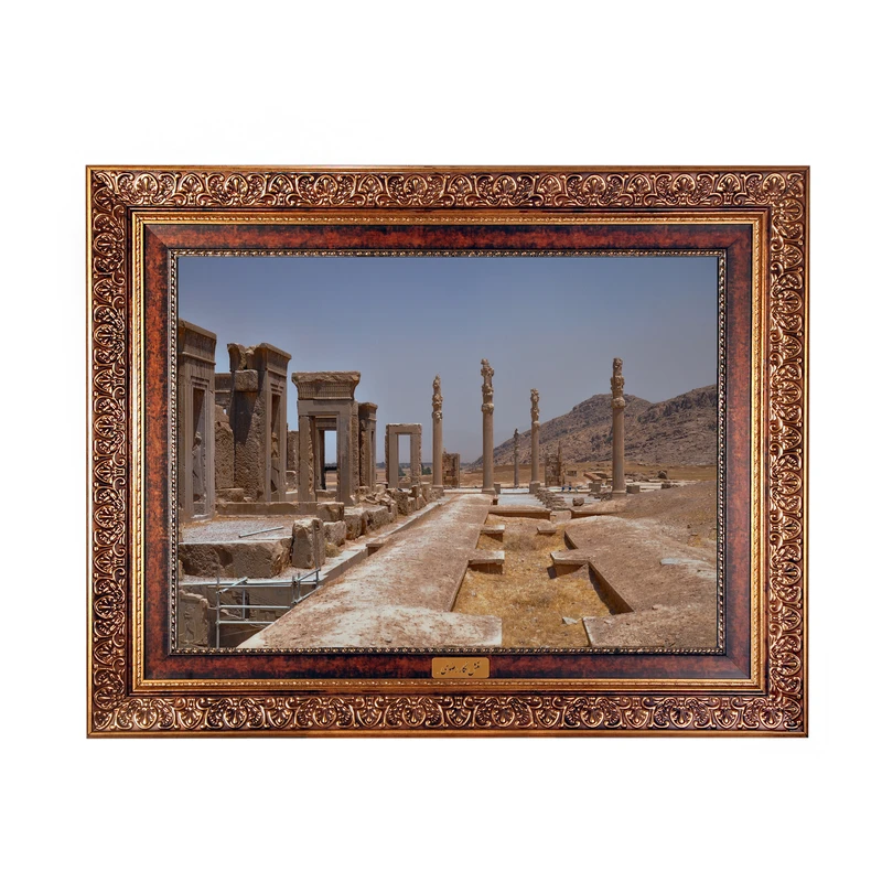 تابلو فرش ماشینی نقش نگار رضوی طرح آثار باستانی کد 141C
