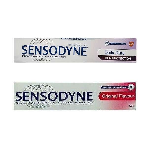 خمیر دندان سنسوداین سری Daily care مدل Gum Protection حجم 75 میلی لیتر به همراه خمیر دندان مدل Original Flavour وزن 100 گرم خمیر دندان سنسوداین سری Daily care مدل Gum Protection حجم 75 میلی لیتر به همراه خمیر دندان مدل Original Flavour وزن 100 گرم