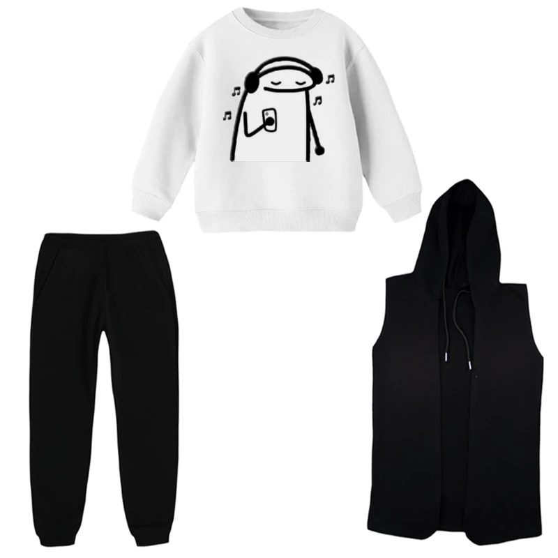 ست 3 تکه لباس راحتی بچگانه مدل استیکر و موزیک  