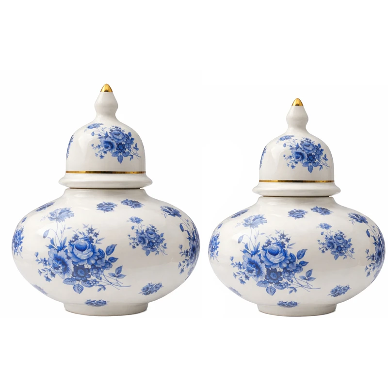 بانکه مدل جینجر جار کندی طرح دسته گل کلباتی کد 489 مجموعه دو عددی