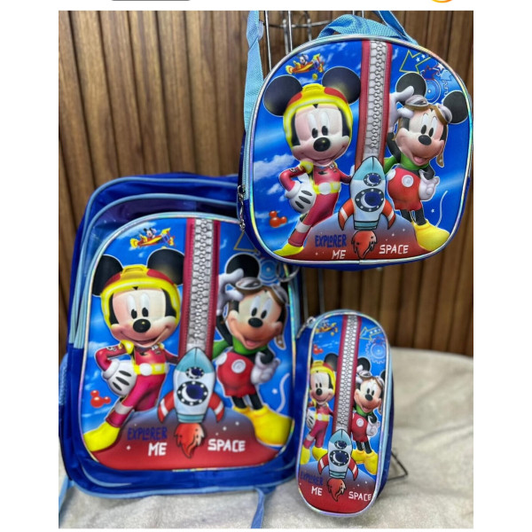 کوله پشتی مدل میکی به همراه کیف غذا و جامدادی