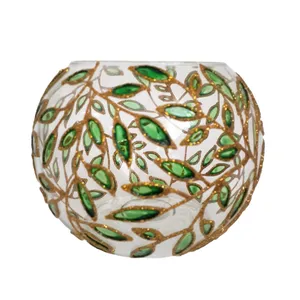 جاشمعی شیشه ای طرح برگ زرین کد 007