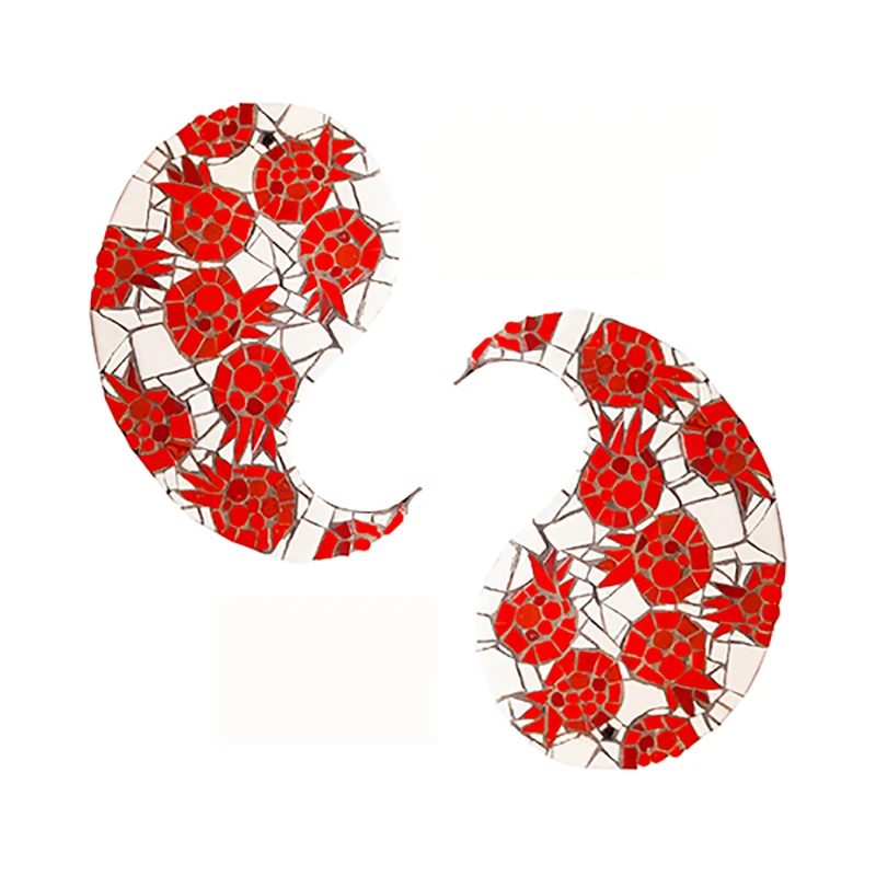 دیوارکوب کاشی کاری مدل بته جقه انار کد MA-21-06 مجموعه 2 عددی