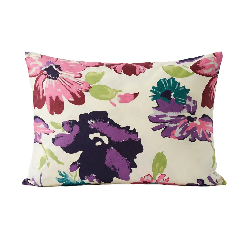 رو بالشی مدل کتان ساتینت طرح گل آبرنگی سایز 70×50 سانتی‌متر