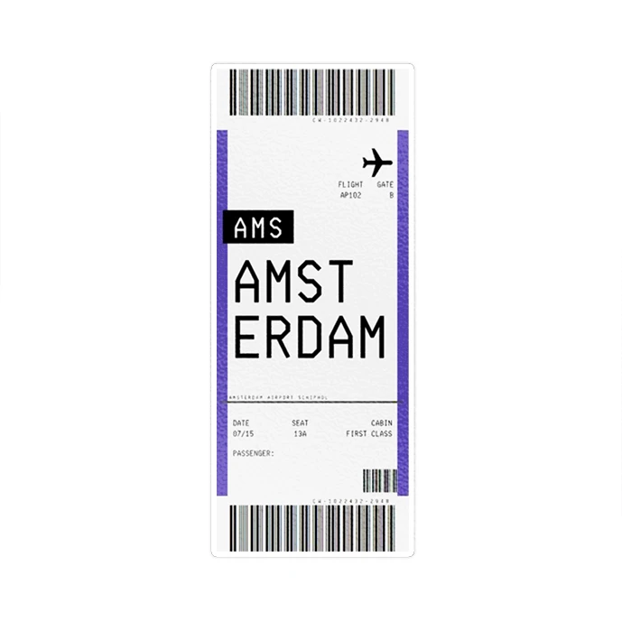 استیکر لپ تاپ ماسا دیزاین طرح تیکت Amsterdam مدل STK1440