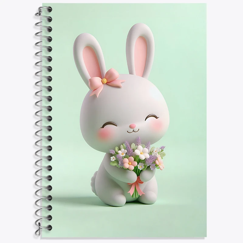 دفتر زبان 50 برگ خندالو مدل سه خط طرح خرگوش بامزه کد N4095