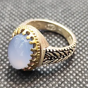 انگشتر نقره مردانه مدل عقیق یمانی کبود کد 39