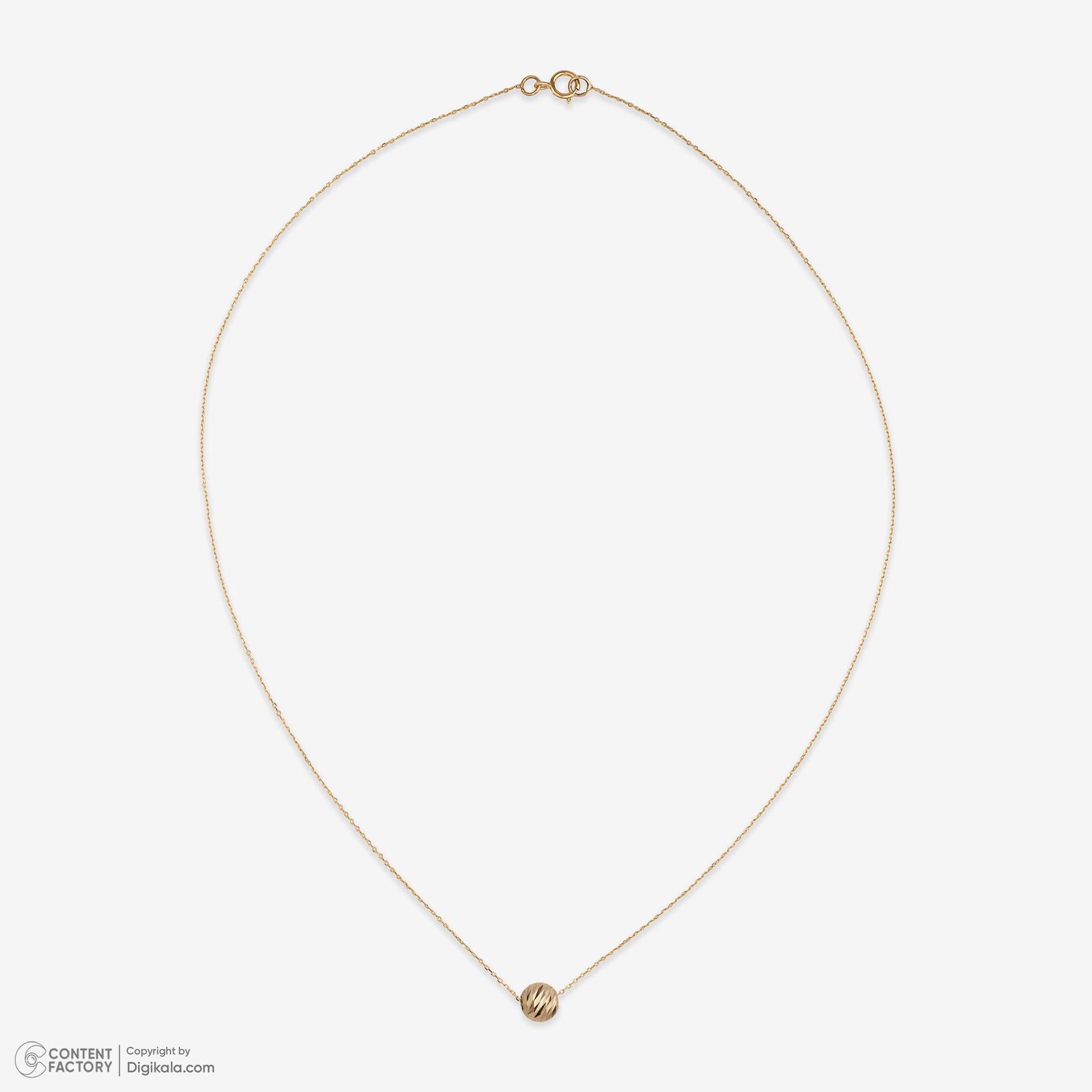 گردنبند طلا 18 عیار زنانه با زنجیر حلقه‌ای (فلامینگو) وی گالری مدل تک گوی تراش کد NC3634 -  - 6
