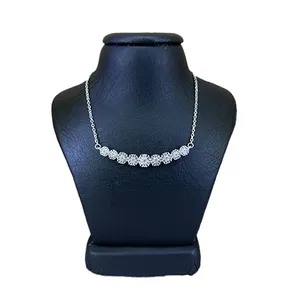 گردنبند نقره زنانه مدل جواهری تمام نگین کد 58221