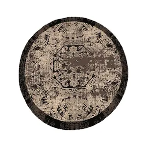 فرش ماشینی 420 شانه زمینه طوسی حاشیه مشکی مدل گرد سه بعدی مکس کد 08