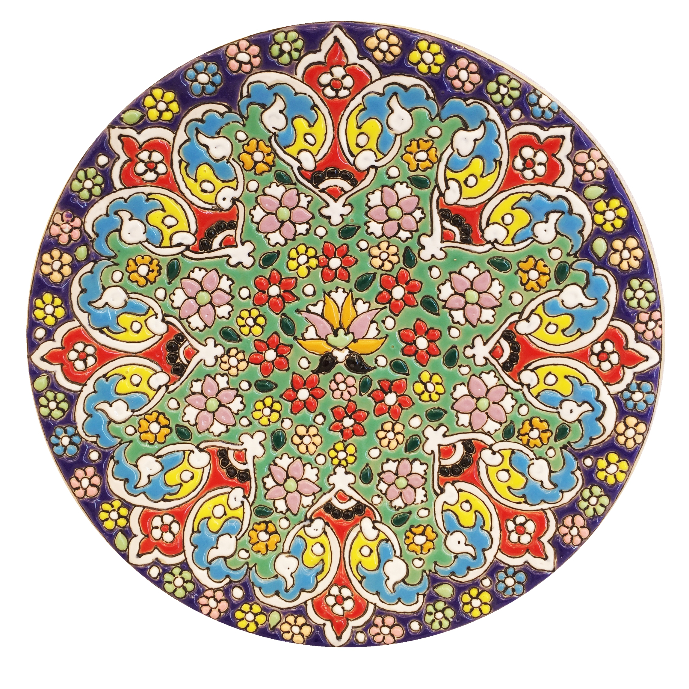 بشقاب میناکاری سفالی زمانیان کد ZMN15072