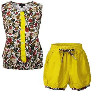 ست تاپ و شلوارک راحتی زنانه مدل گل گلی