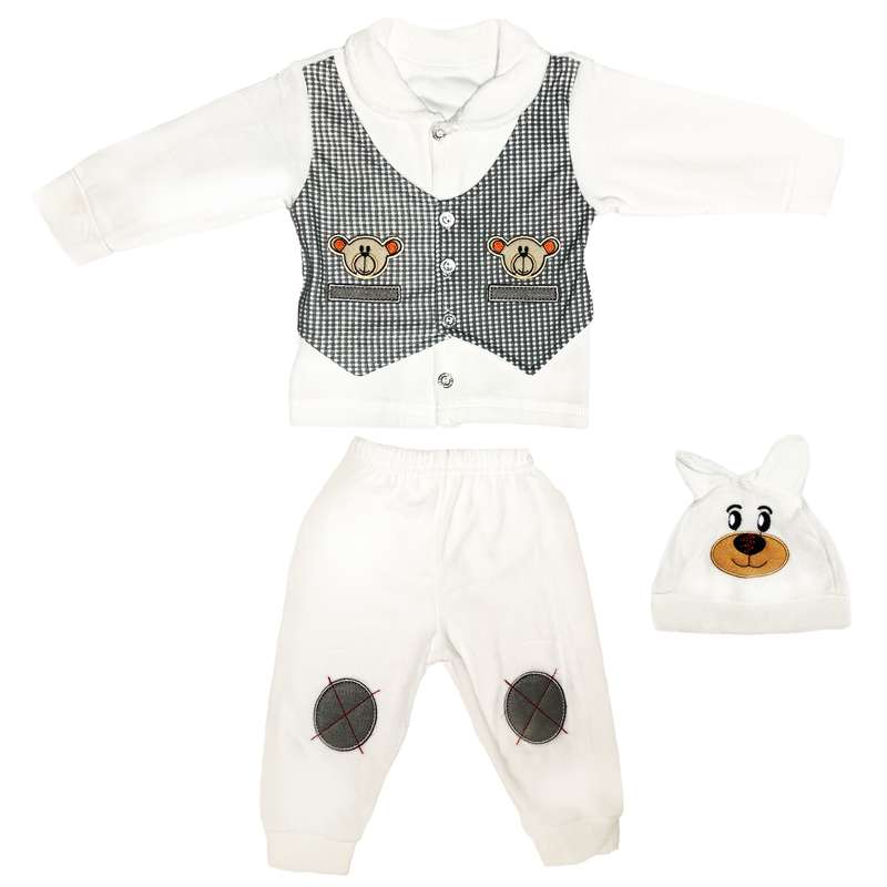 ست 3 تکه لباس نوزادی طرح خرس مدل 240