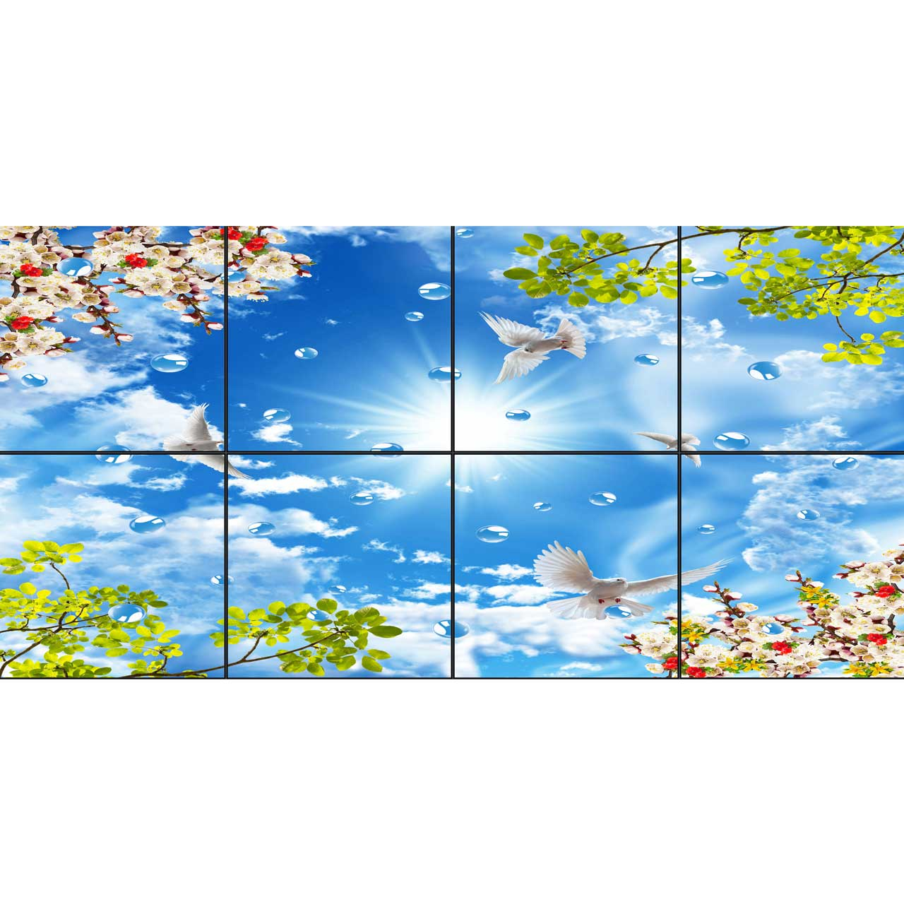 تایل سقفی آسمان مجازی طرح قطرات آب کد 5000 سایز 60x60 سانتی متر مجموعه 8 عددی