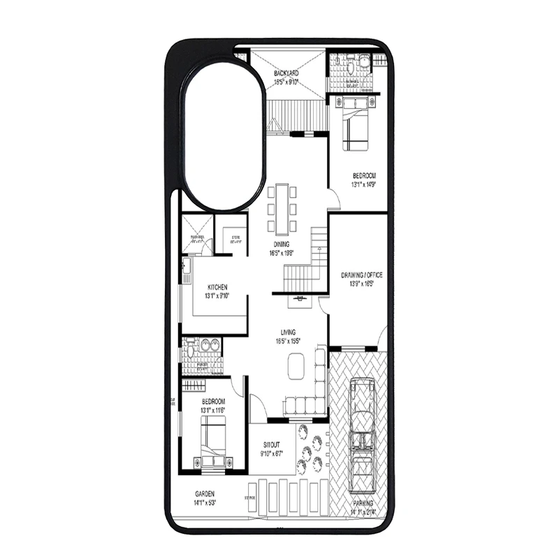 کاور طرح نقشه ساختمان مناسب برای گوشی موبایل هوآوی nova 9 se