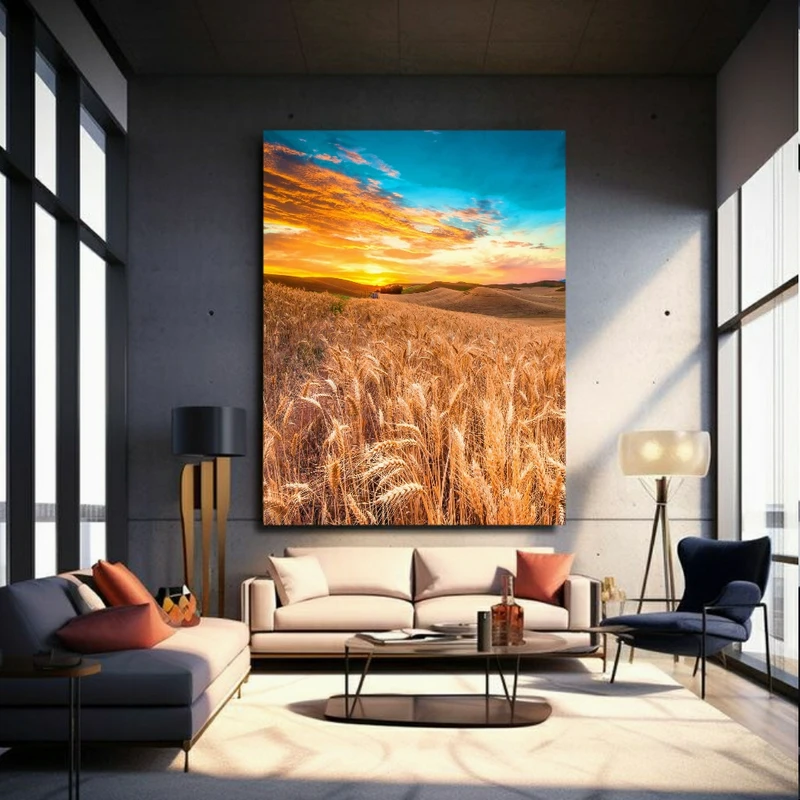 تابلو بوم طرح طبیعت مدل مزرعه گندم کد PP2745