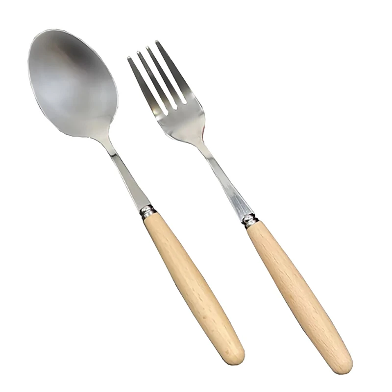 سرویس قاشق و چنگال 12 پارچه 6 نفره مدل دسته چوبی G12