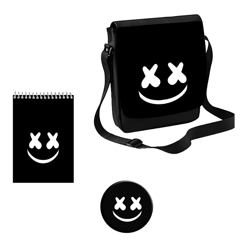 کیف رودوشی مدل marshmallow کد 1 به همراه دفتر یادداشت و پیکسل مجموعه 3 عددی