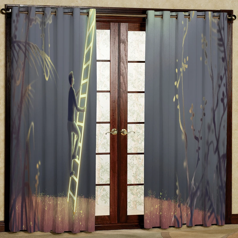 پرده مدل پسر و نردبان مخمل پانچی کد 2328 سایز 200x140 سانتی متر