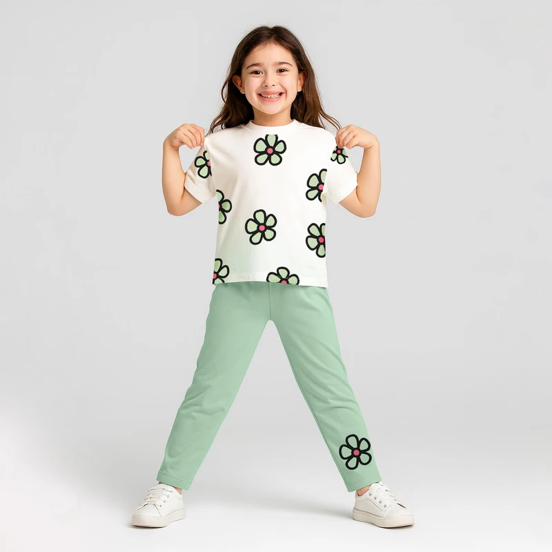 ست تی شرت و شلوار دخترانه مادر مدل Rebecca