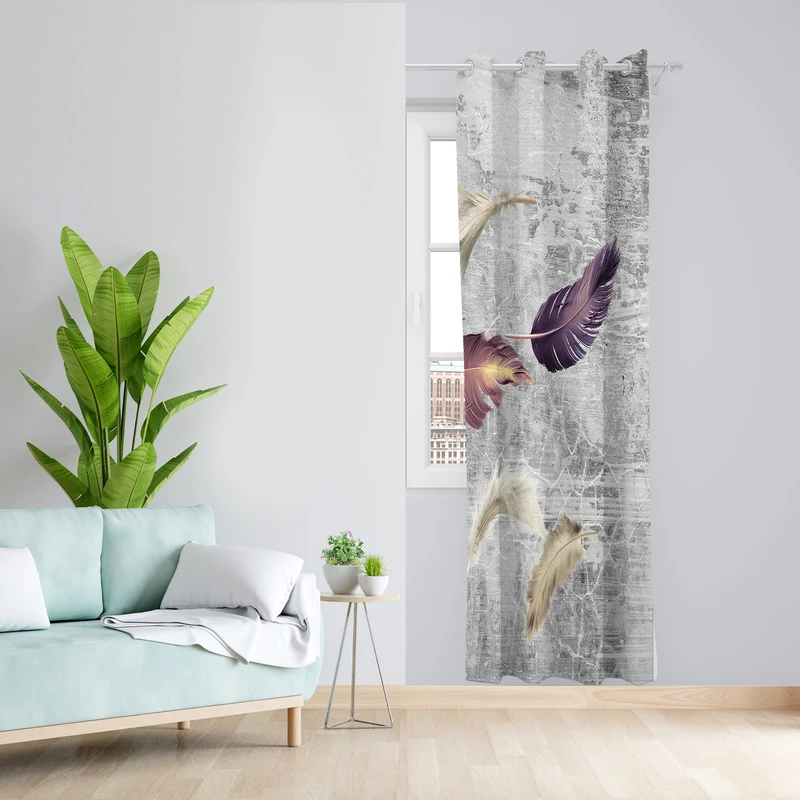 پرده طرح پر مدل مخمل پانچی کد 2305 z سایز 140x200 سانتی متر