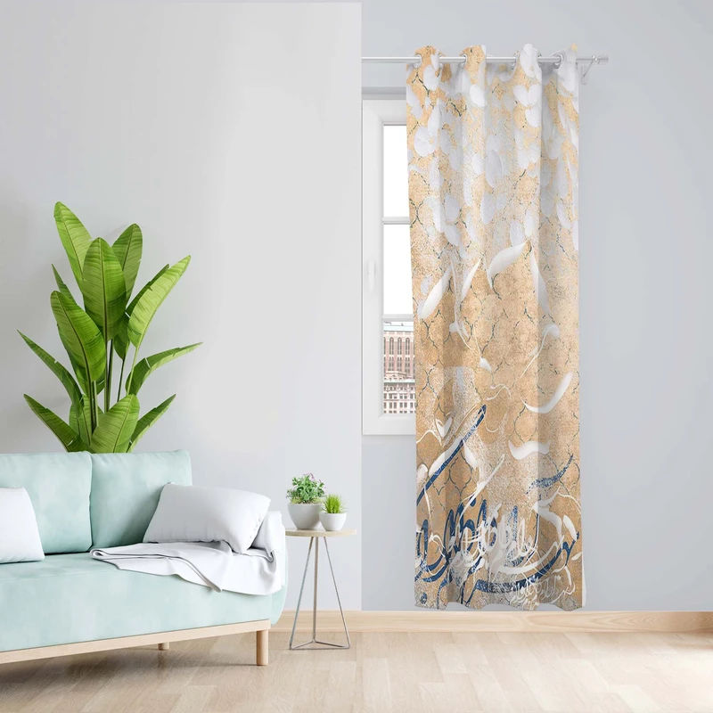 پرده طرح شعر مدل مخمل پانچی کد 5277L z سایز 140x200 سانتی متر