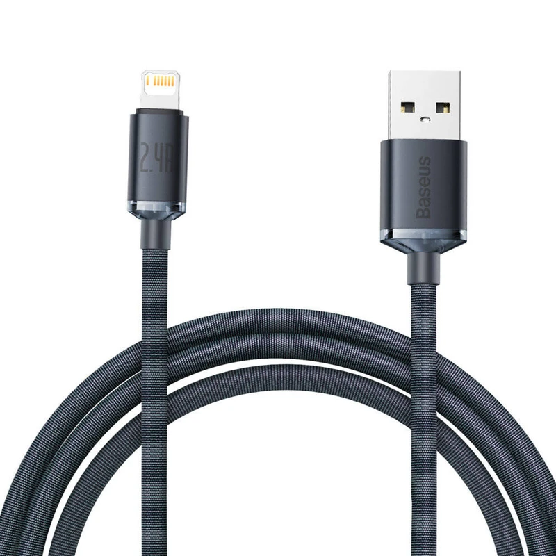 کابل تبدیل USB به لایتنینگ باسئوس مدل Crystal Shine طول 2 متر