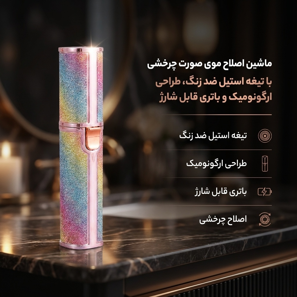 ماشین اصلاح موی صورت چرخشی با تیغه استیل ضد زنگ، طراحی ارگونومیک و باتری قابل شارژ