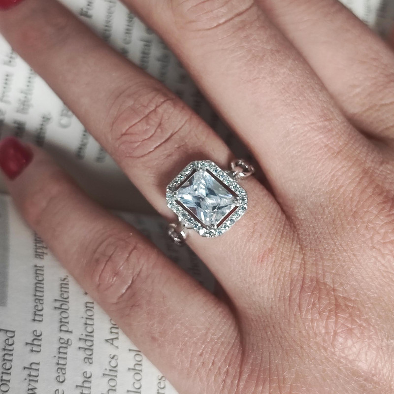 انگشتر نقره زنانه مدل جواهری امرالد کات JW50470 انگشتر نقره زنانه مدل جواهری امرالد کات JW50470