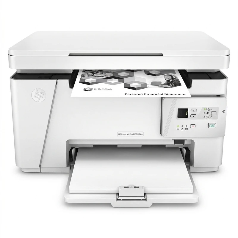 پرینتر اچ پی تک رنگ سه کاره با چاپ لیزری مدل LaserJet Pro MFP M26a، سایز چاپ A4