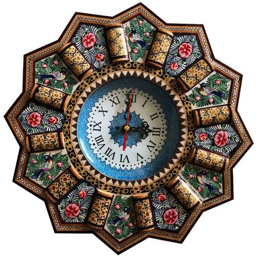 ساعت دیواری خاتم کاری مدل خورشیدی کد pp32