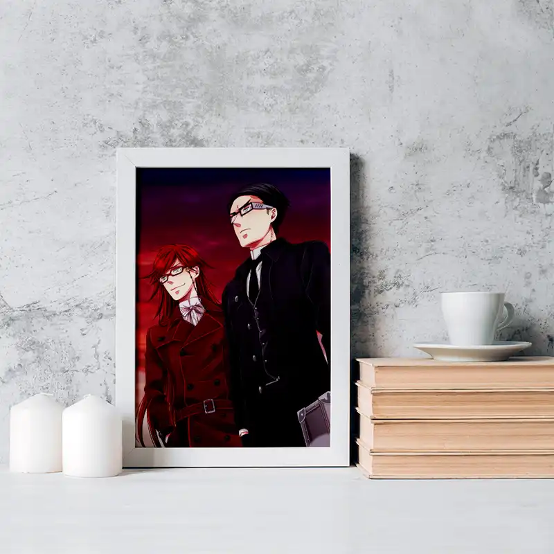 تابلو خندالو مدل ویلیام و گریل انیمه خادم سیاه کد 16303