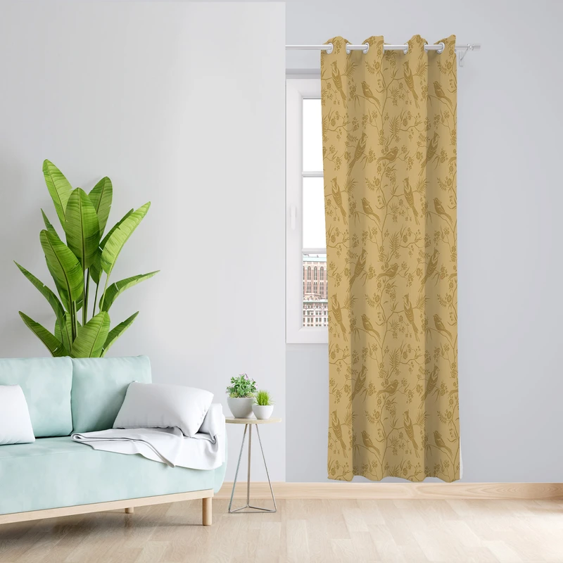 پرده طرح پرنده مدل مخمل پانچی کد 1808 z سایز 140x200 سانتی متر