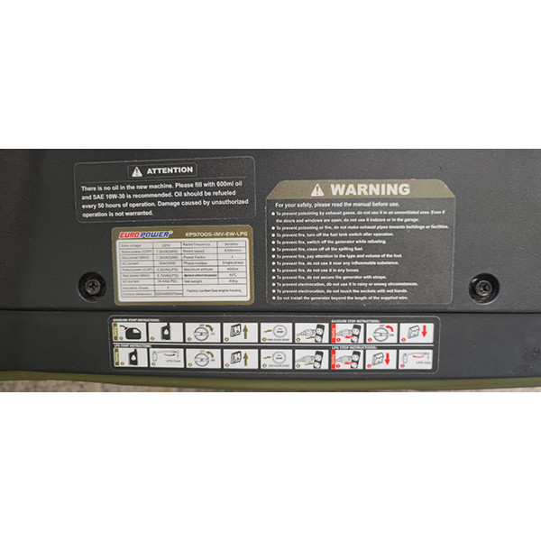 موتور برق بنزینی 9 اسب بخار یورو پاور مدل EP9700S-INV-EW-LPG