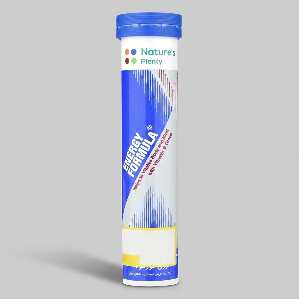 قرص جوشان انرژیزا نیچرز پلنتی مدل Energy Formula با طعم ردبول، افزایش انرژی و قدرت حین تمرین، کاهش خستگی مزمن، حاوی کافئین و ویتامینهای گروه B، بدون لاکتوز، بسته 20 عددی، وزن 93 گرم