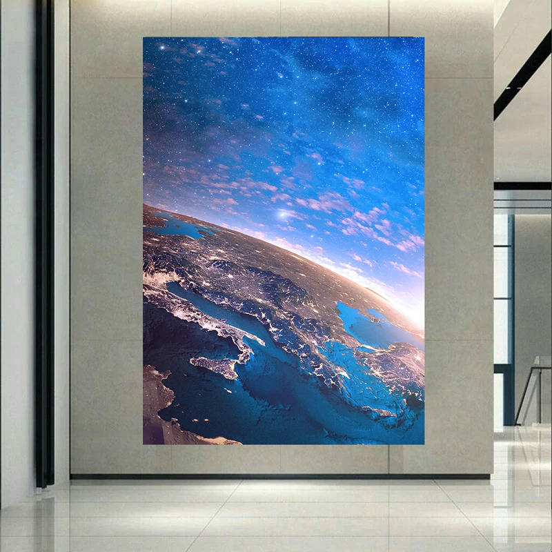 پوستر پارچه ای طرح کهکشان و ستارگان مدل جو سیاره زمین کد AR30761