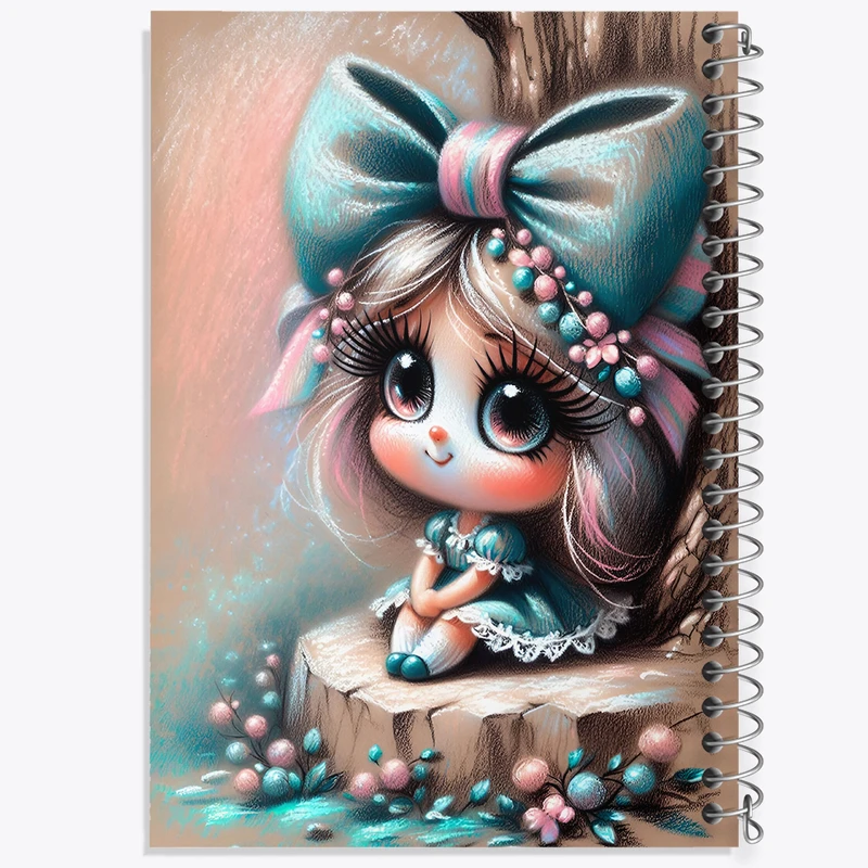 دفتر مشق 100 برگ خندالو طرح دخترانه کیوت کد F6115